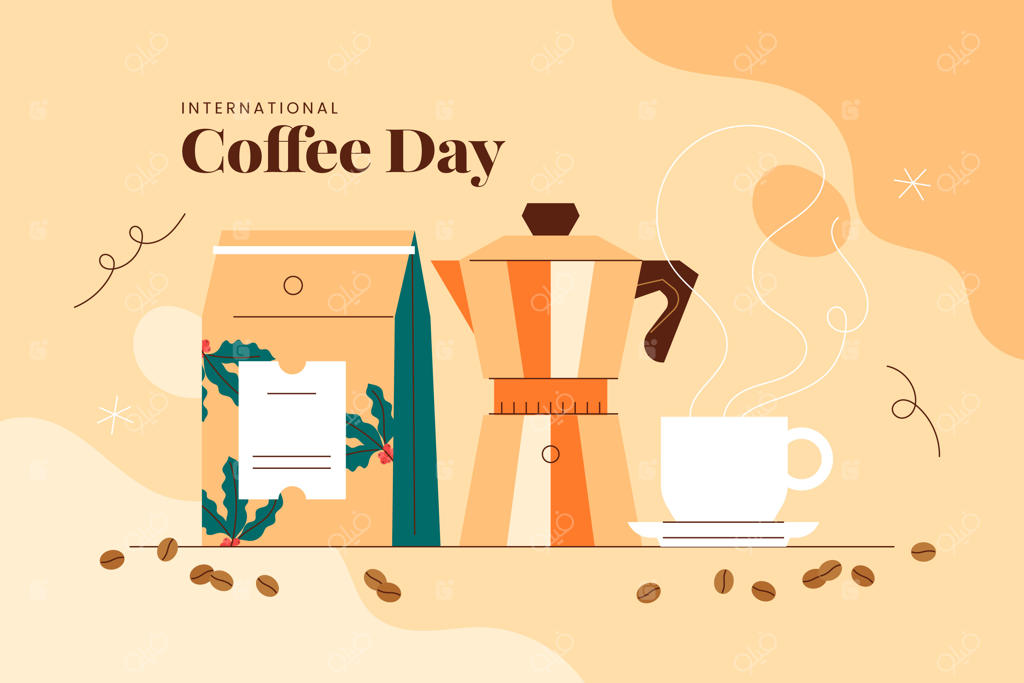 تصویرسازی ساده برای جشن روز جهانی قهوه