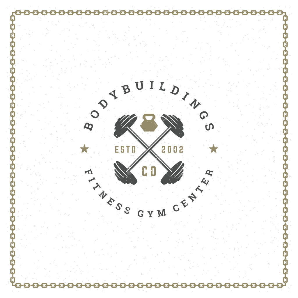 لوگو یا نشان تناسب اندام: تصویر دو هالتر ضربدری به عنوان نماد تجهیزات ورزشی