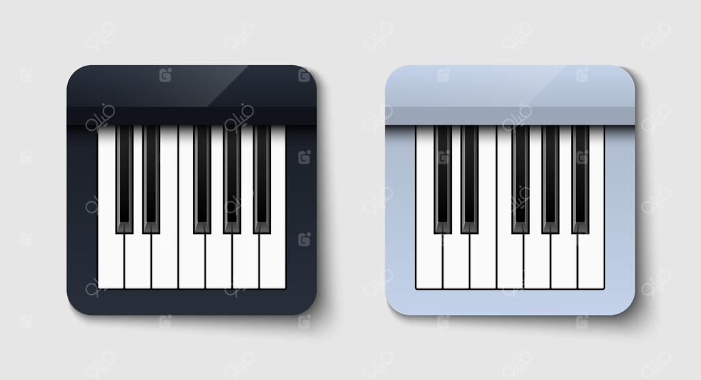 تصویری از یک پیانوی سیاه و سفید بر روی پس‌زمینه سفید