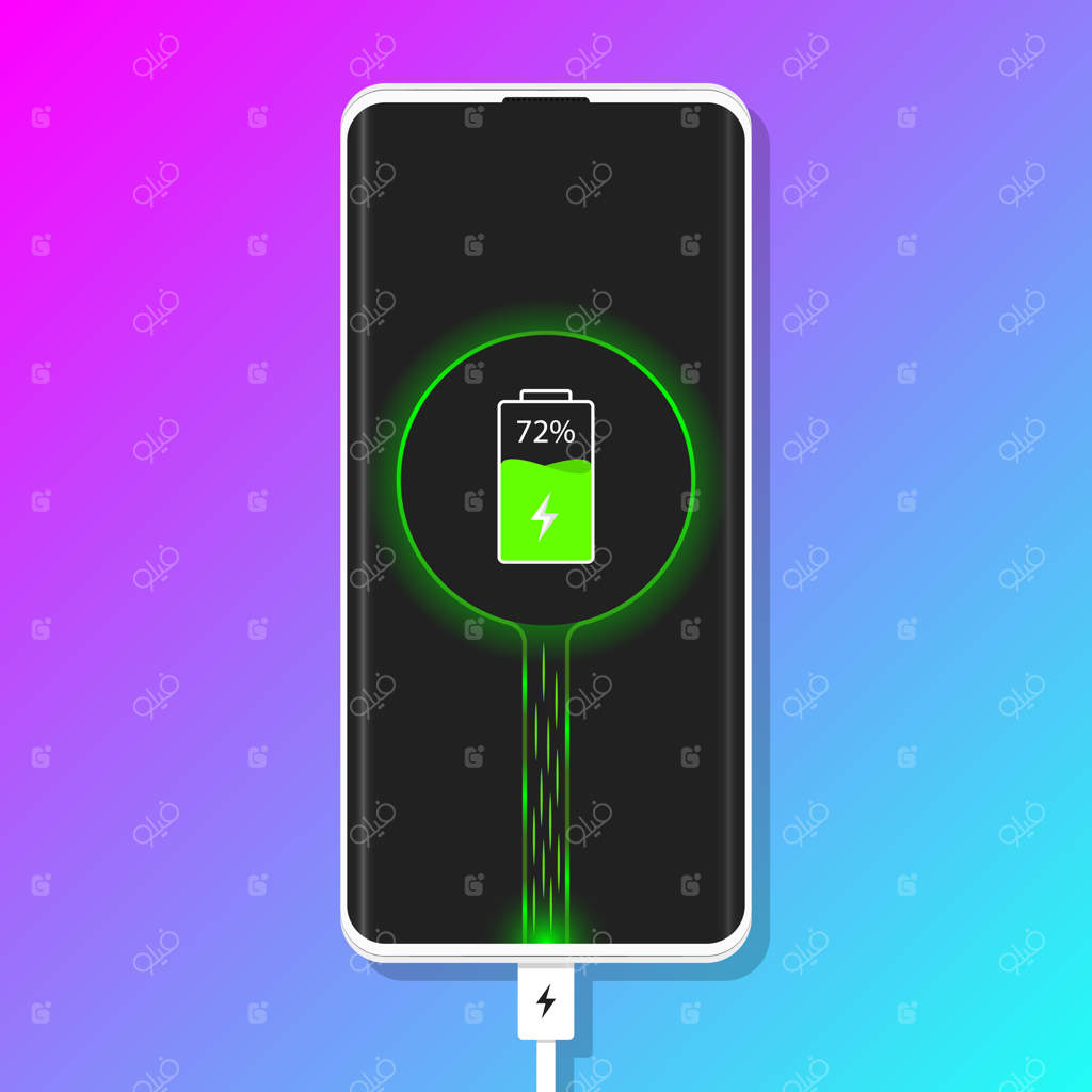 شارژ گوشی: تصویر وکتور گوشی متصل به شارژر