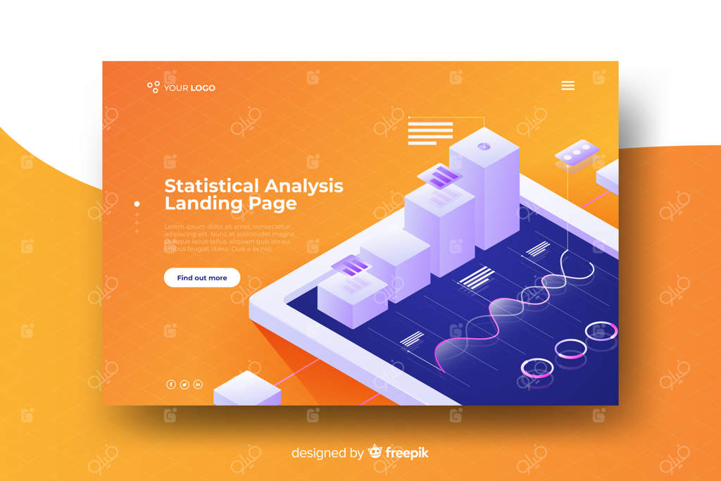 صفحه فرود اینفوگرافیک ایزومتریک