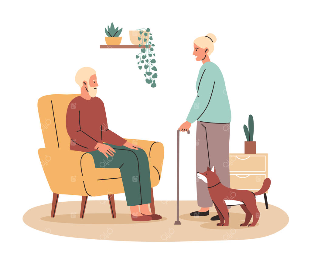 پدربزرگ و مادربزرگ در خانه