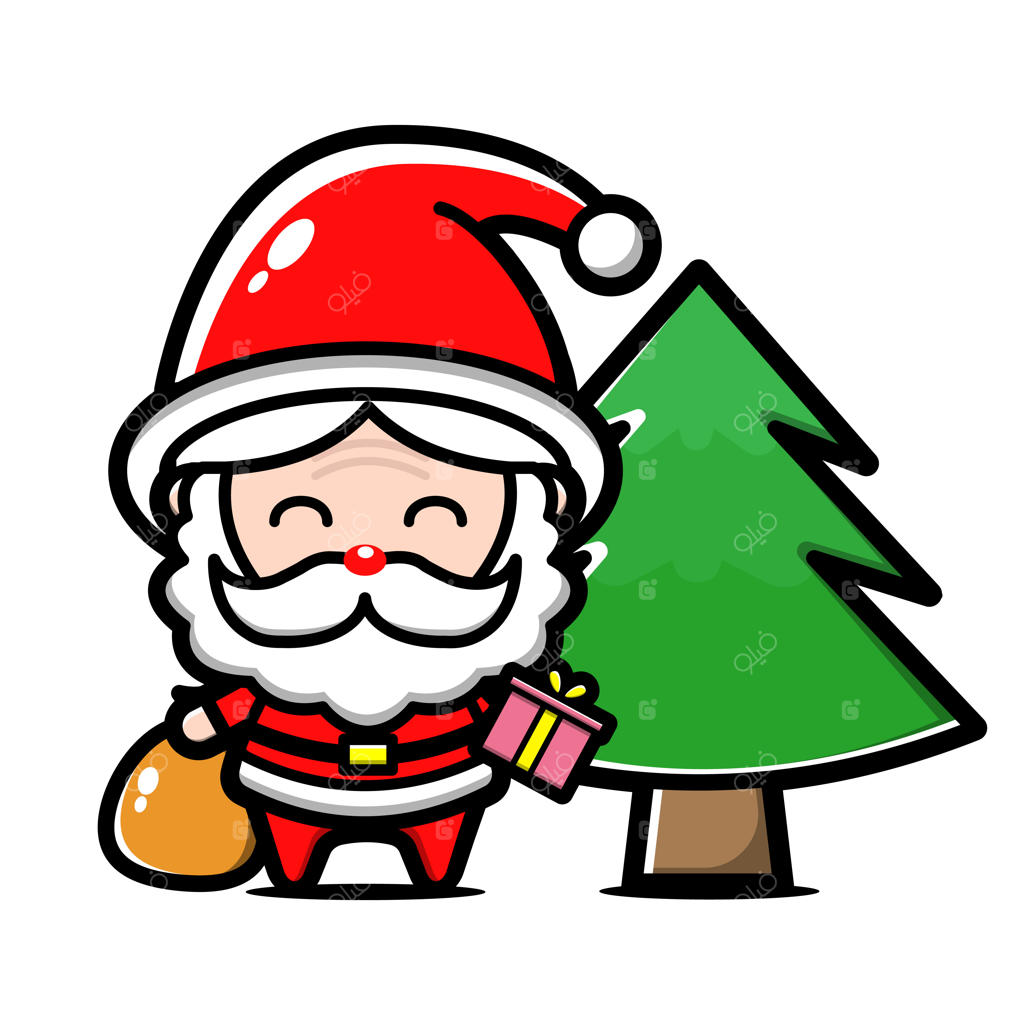 شخصیت بامزه بابا نوئل با پس‌زمینه سفید