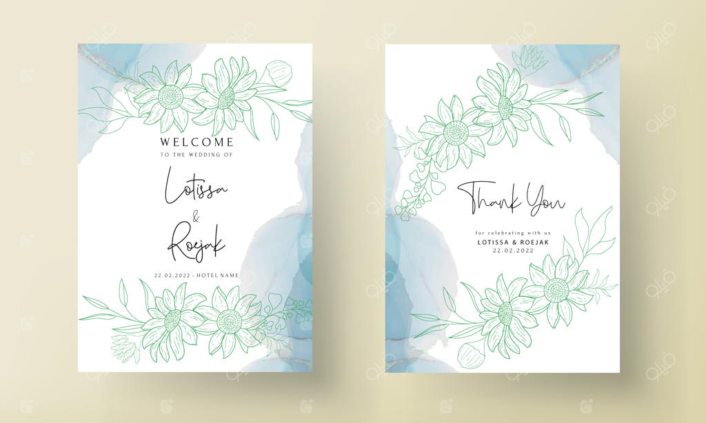 کارت دعوت عروسی با طراحی گل‌های ظریف و شیک