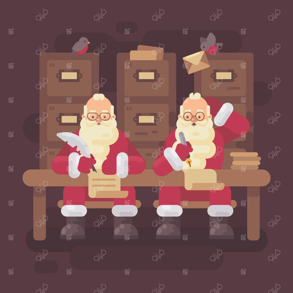 دو بابانوئل در حال نوشتن نامه به کودکان