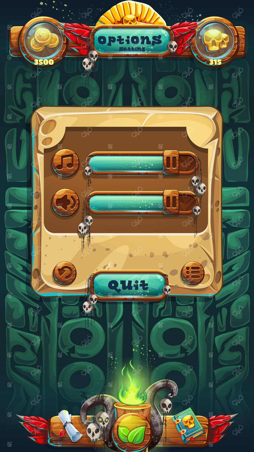 پنجره تنظیمات موسیقی شمن‌های جنگل