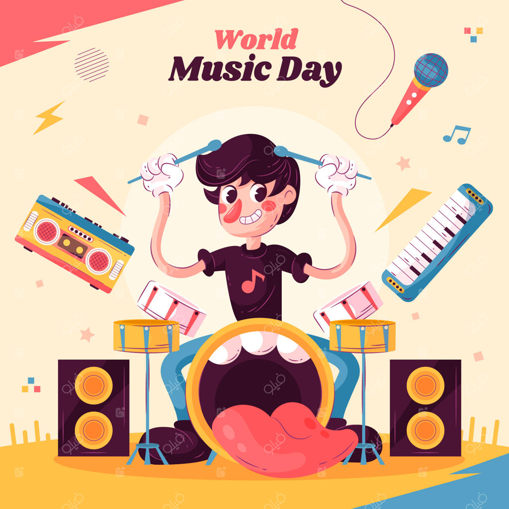 تصویرسازی تخت برای جشن روز جهانی موسیقی