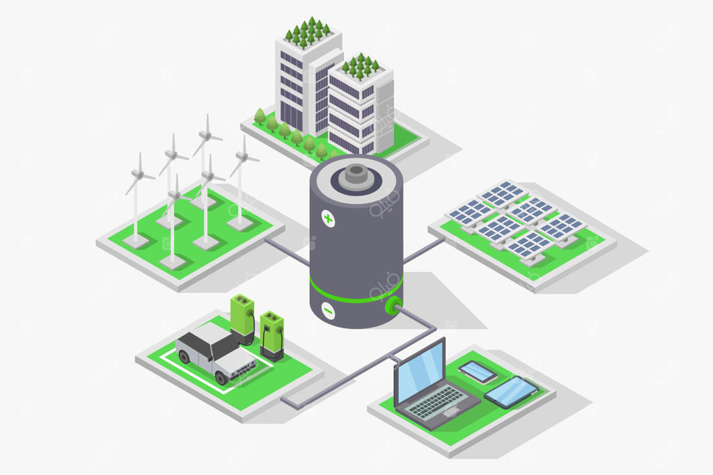 مفهوم انرژی‌های جایگزین به صورت ایزومتریک در پس‌زمینه سفید