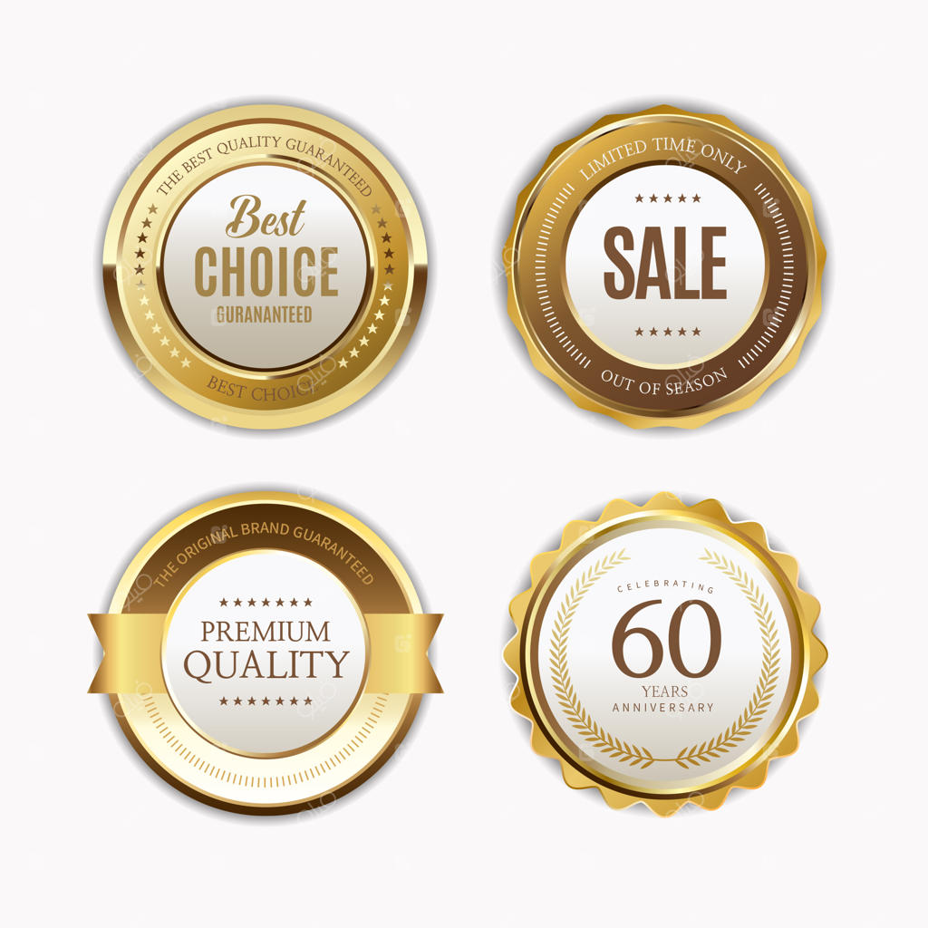 برچسب‌های طلایی با قاب طلایی روی زمینه بژ