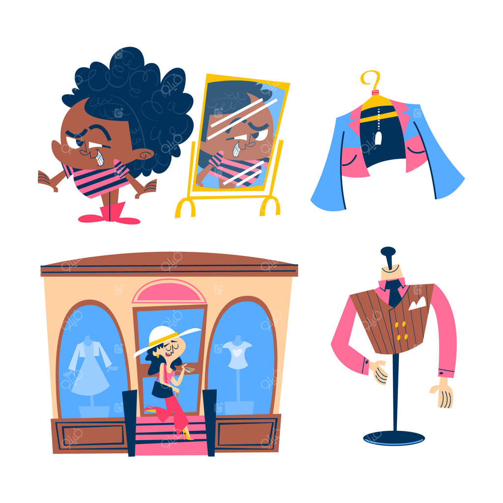 مجموعه برچسب‌های طراحی دستی خرید نوستالژیک