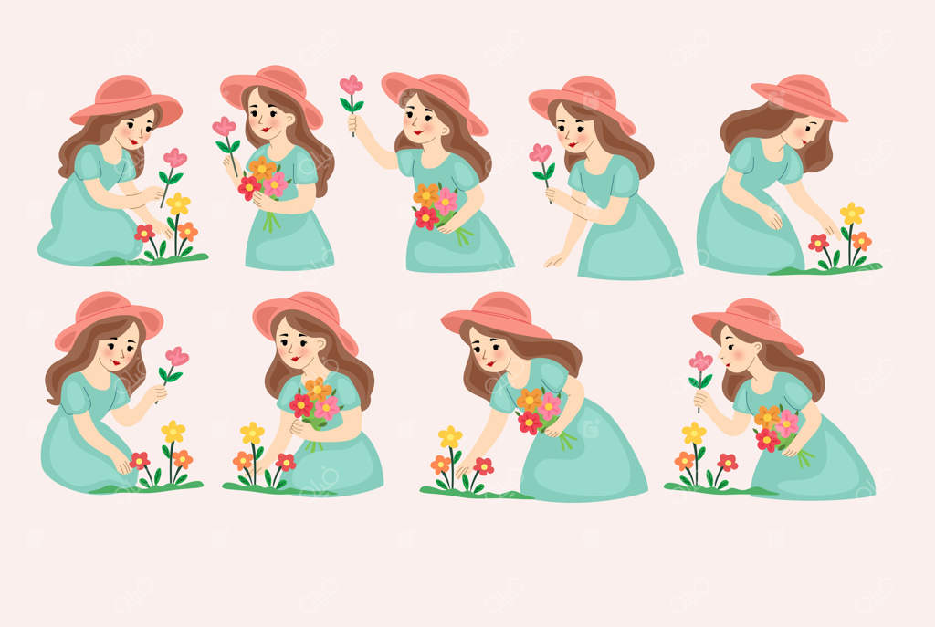 دختری که در باغ گل می‌چیند