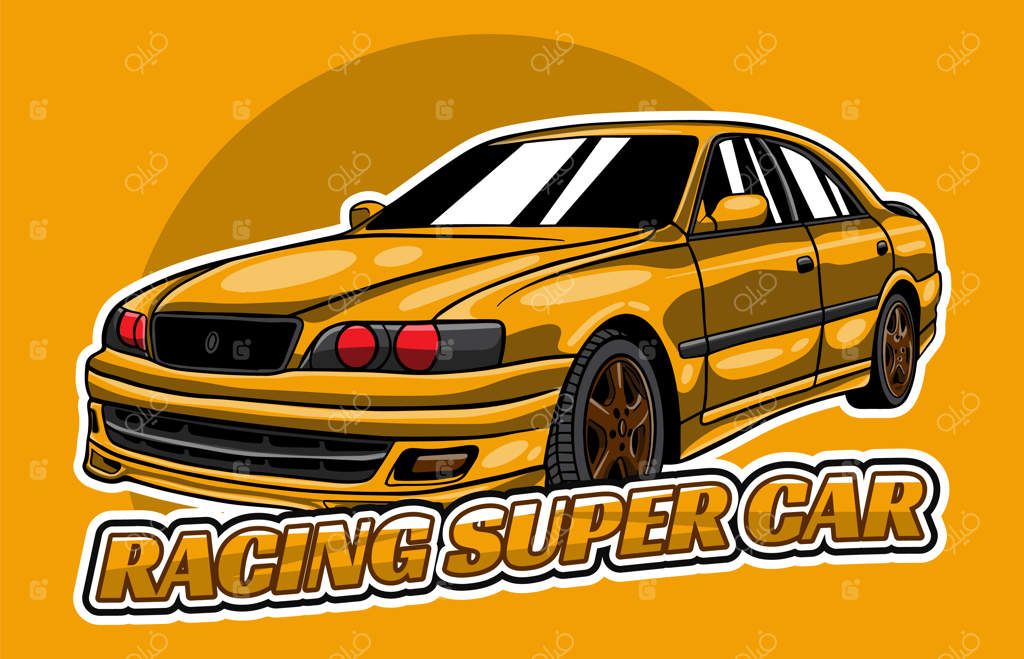 تصویر برداری مسابقه ای ماشین کارتونی با کیفیت بالا