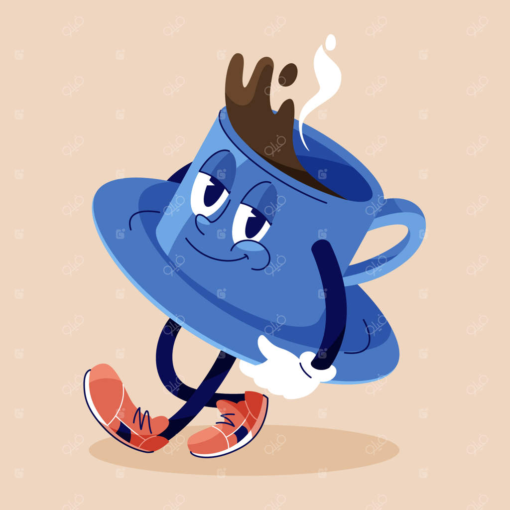 طرح کارتونی دست‌کشیده قهوه