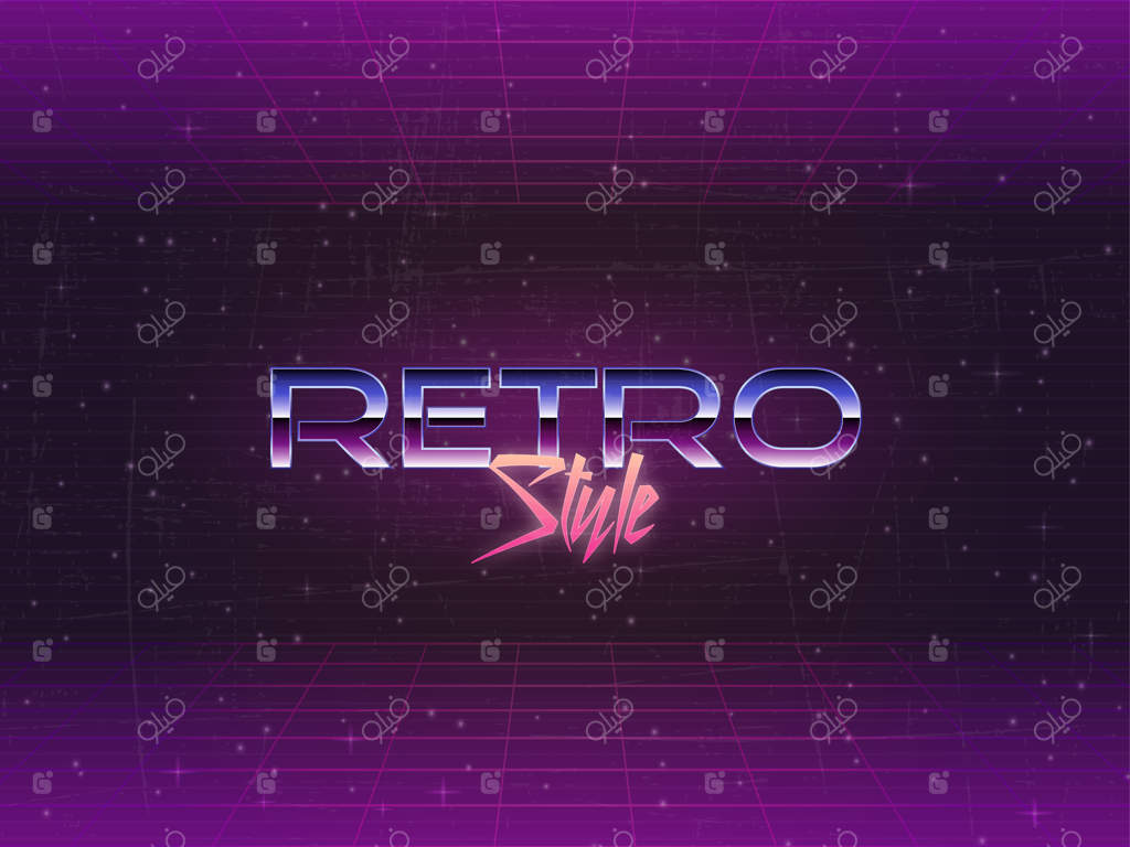 وکتور متن قابل ویرایش با پس‌زمینه‌ی نوستالژیک دهه ۸۰ میلادی