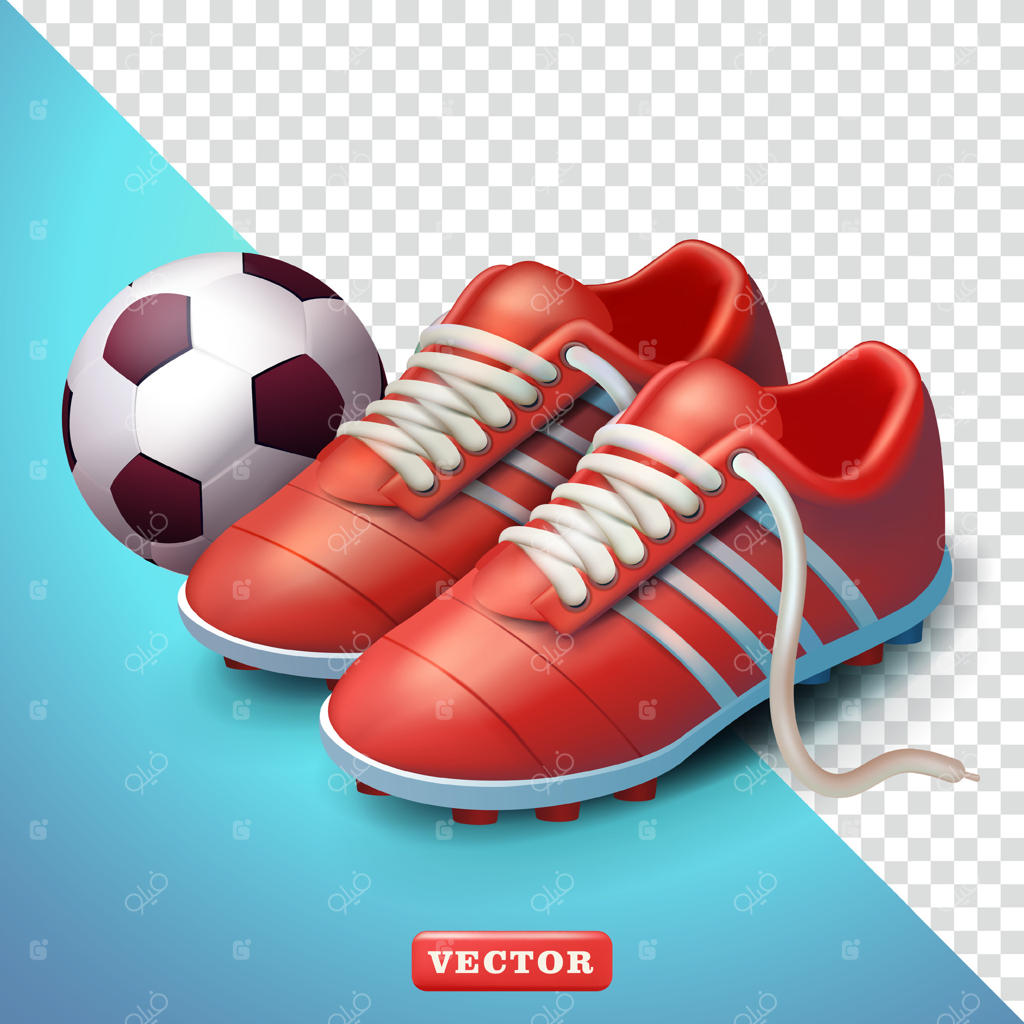کفش و توپ فوتبال سه‌بعدی: مناسب برای ورزش و عناصر طراحی