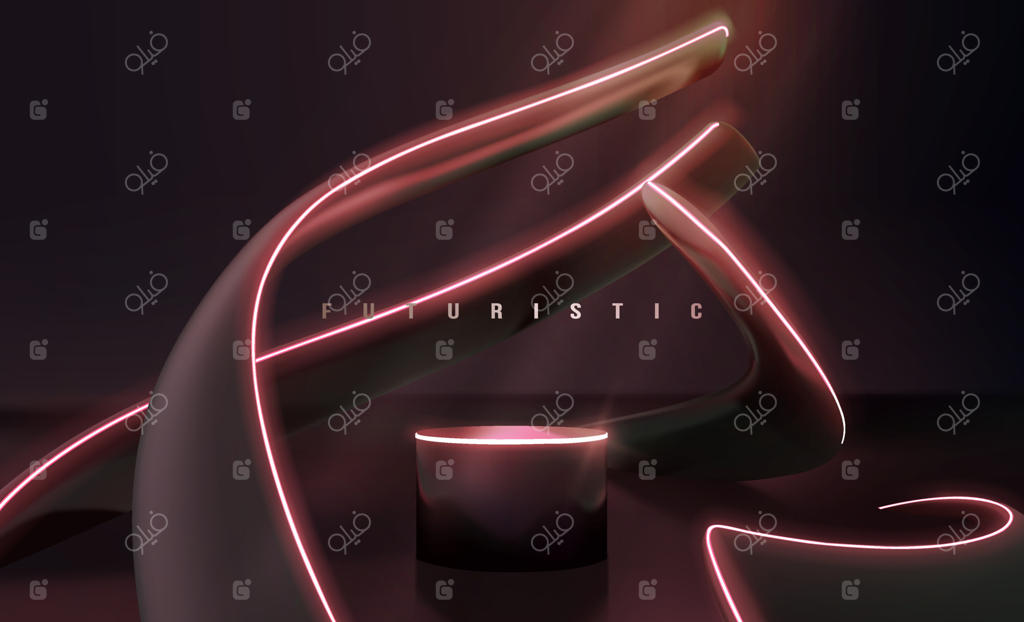 پلتفرم یا سکوی آینده‌نگر با نور نئون برای ارائه محصول - قالب برداری با طرح انتزاعی و سیال