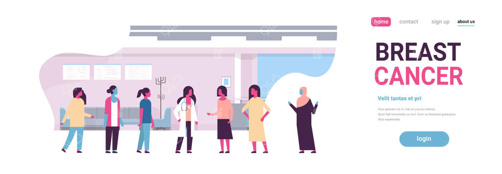 بنر مشاوره با دکتر زن چند نژادی به مناسبت روز سرطان پستان