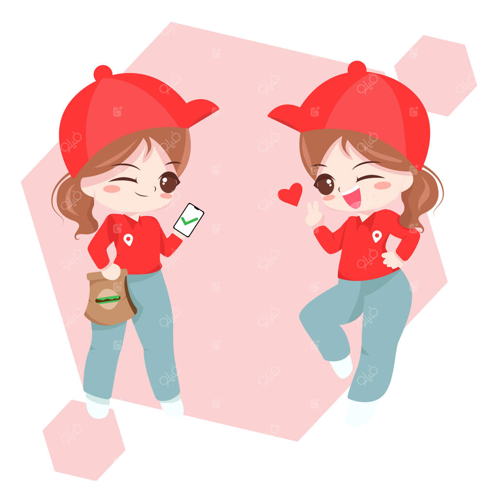 دختر بامزه پیک غذا