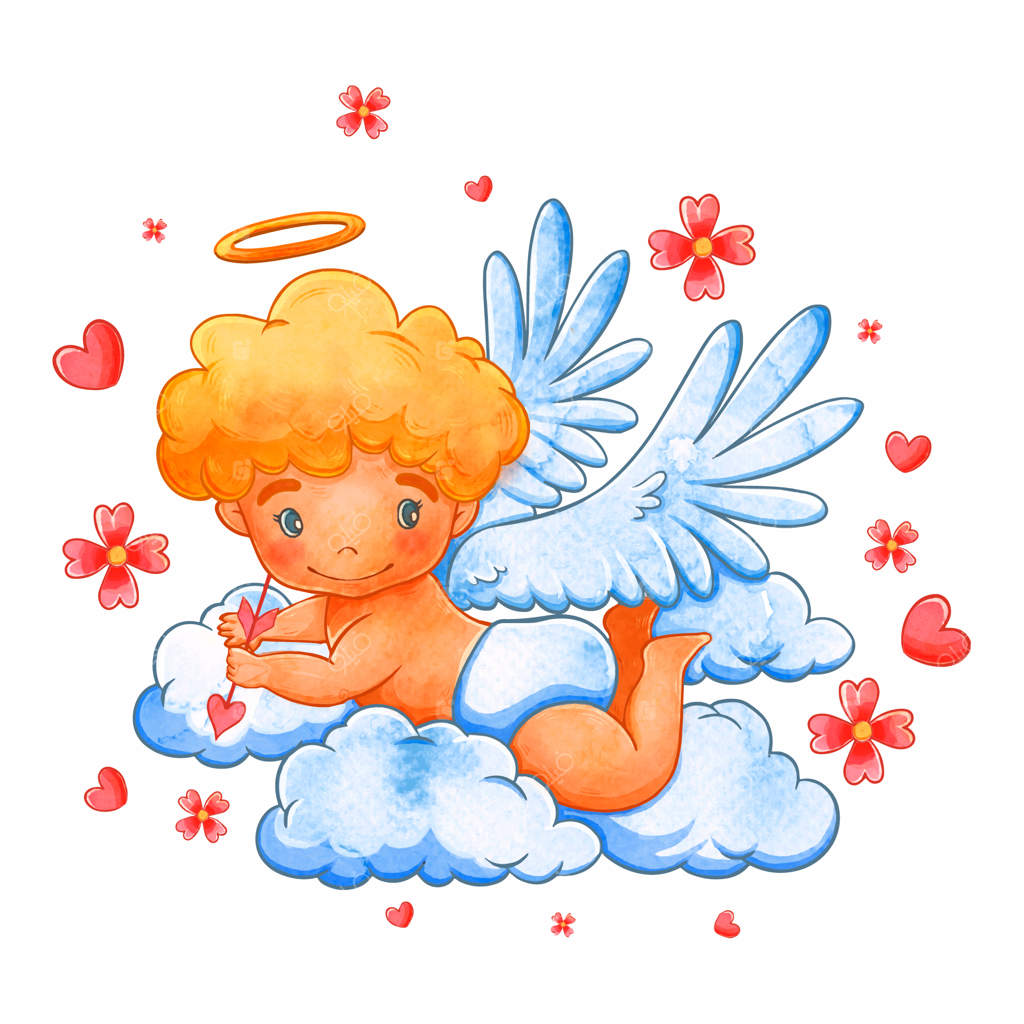 تصویر آبرنگی کیوپید برای روز ولنتاین