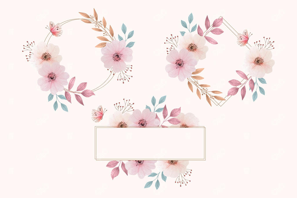 مجموعه قاب‌های گل‌دار آبرنگی