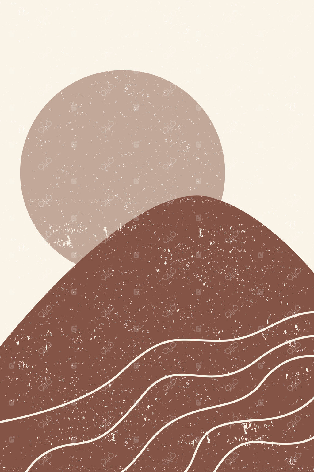 پوستر هنری مینیمال و انتزاعی کوهستان به سبک بوهو