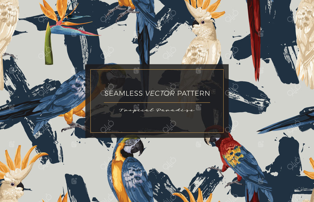 پترن یکپارچه پرندگان استوایی.
