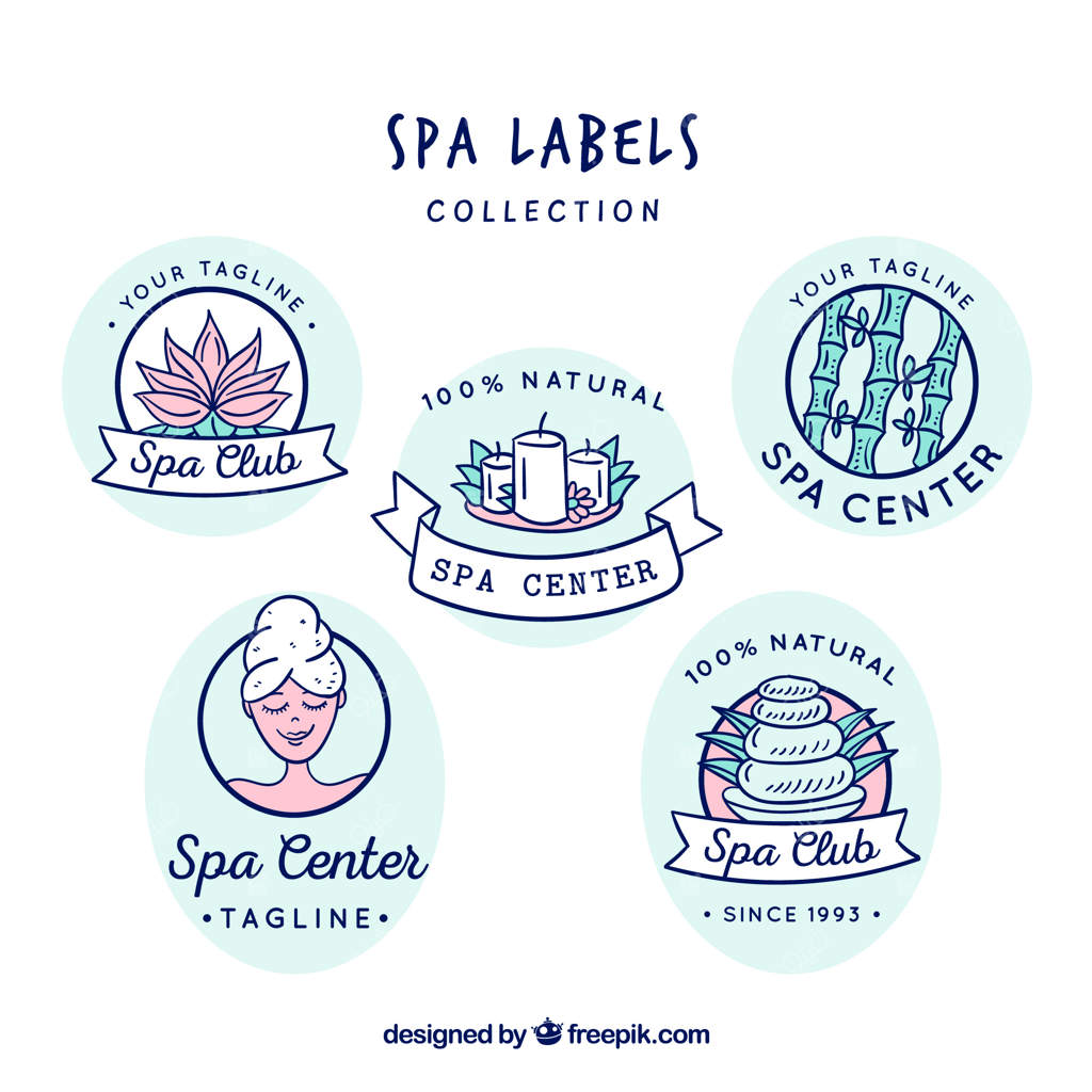 مجموعه‌ای از لوگوهای مرکز اسپا به سبک فلت