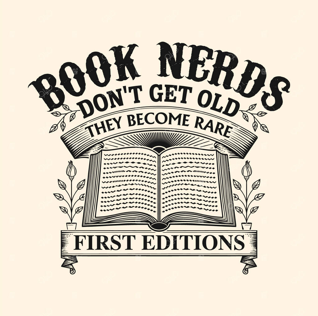 طرح تی‌شرت: کتاب‌خوان‌ها پیر نمی‌شوند، به نسخه‌های نایاب تبدیل می‌شوند – وکتور طراحی