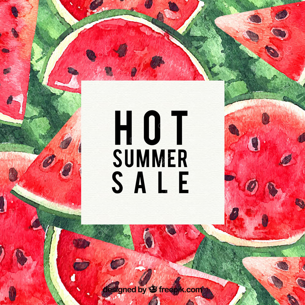 قالب فروش تابستانی با طرح هندوانه آبرنگی