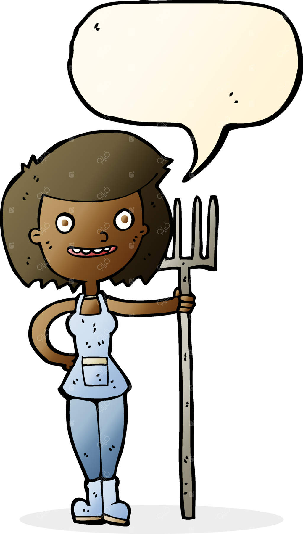 دختری کشاورز شاد در کارتون با حباب گفتار - نسخه وکتور و SVG پیشرفته