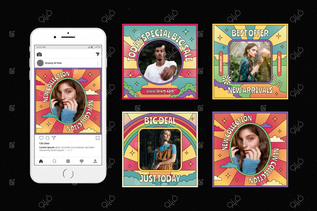 مجموعه پست‌های اینستاگرام با طرح‌های دستی و فانتزی برای فروش ویژه