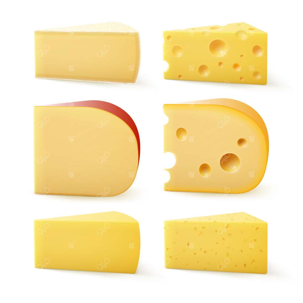مجموعه‌ای از تکه‌های مثلثی پنيرهای مختلف