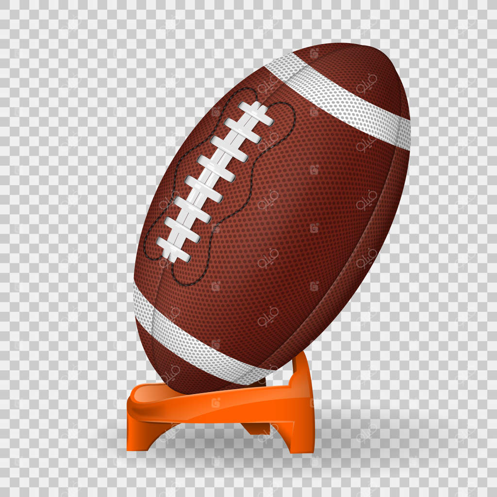 پوستر فوتبال آمریکایی با توپ و استند، آیکن بر روی پس‌زمینه شفاف