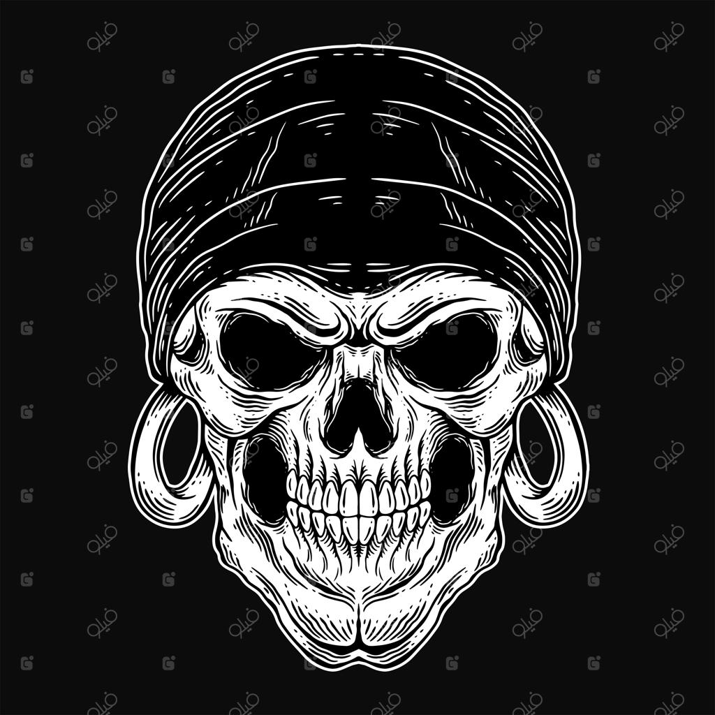 هنر تاریک تصویر کاپیتان اسکلت دزدان دریایی قدیمی برای لباس