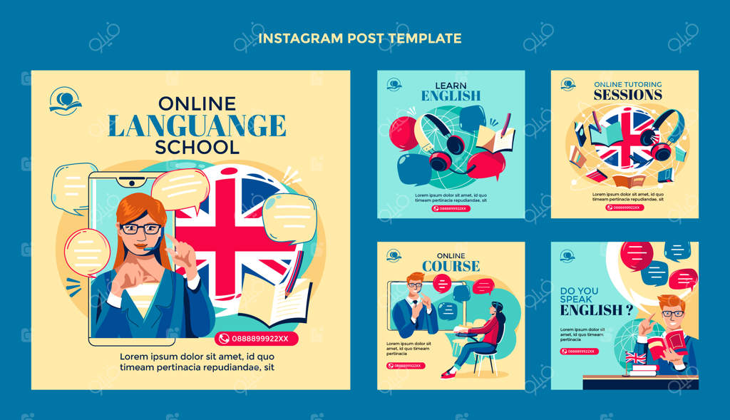 مجموعه‌ای از پست‌های آموزشی زبان انگلیسی برای اینستاگرام