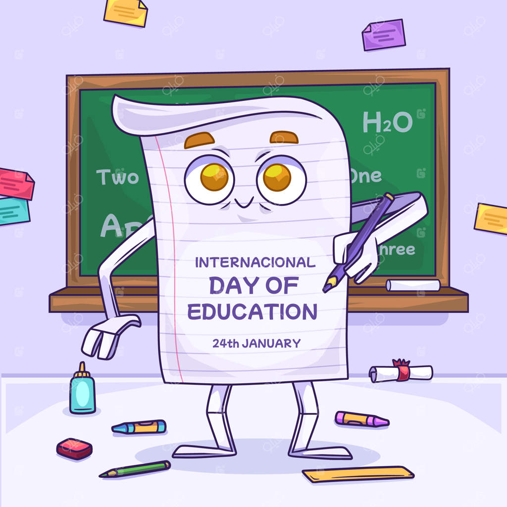 تصویرسازی روز جهانی آموزش به صورت دستی طراحی شده است