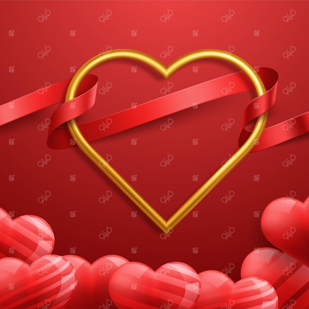 کارت تبریک ولنتاین با بادکنک قرمز قلبی‌شکل