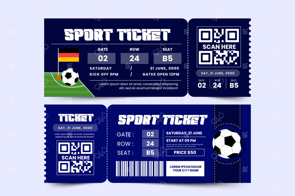 قالب طراحی بن تخفیف بلیت مسابقات فوتبال - قابل شخصی‌سازی آسان