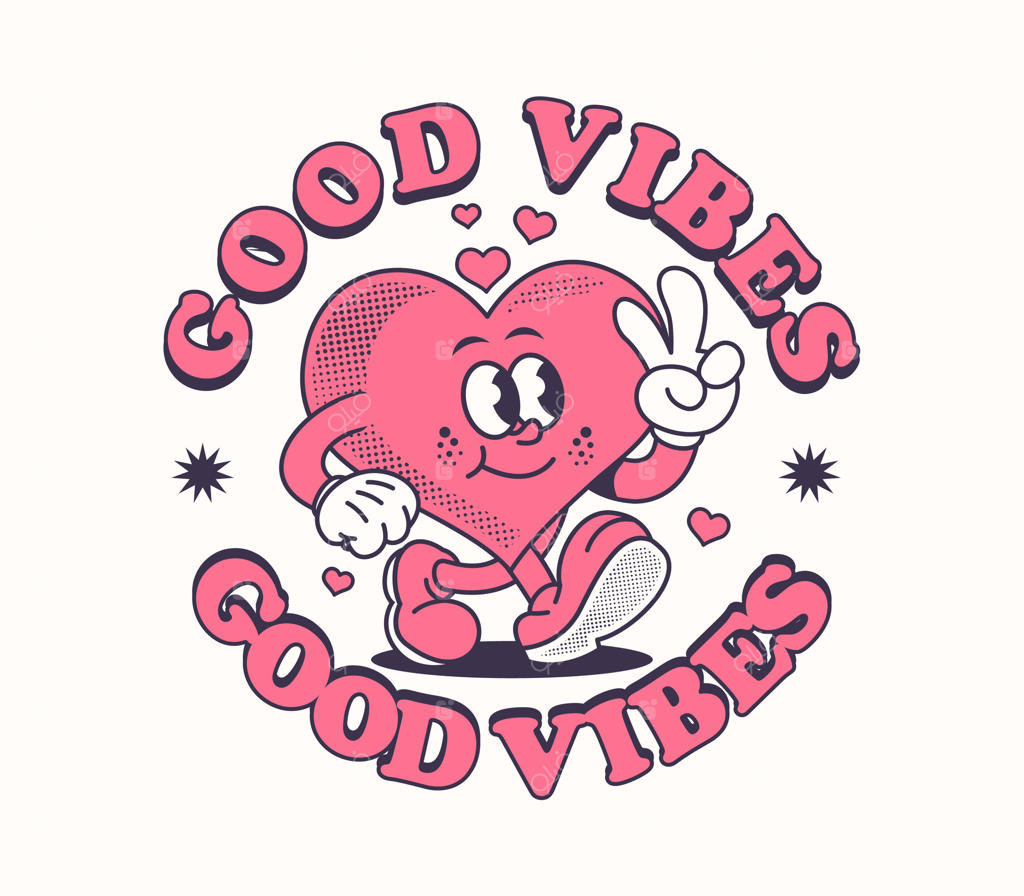 طراحی شخصیت کارتونی قلب شاد و رنگارنگ. مناسب برای استیکر، تی‌شرت، پوستر و چاپ