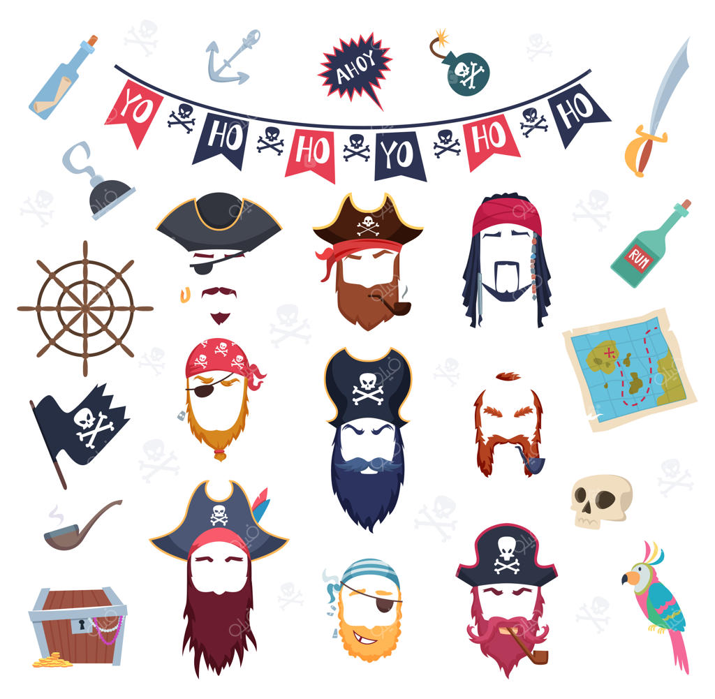 ماسک دزدان دریایی: عناصر بالماسکه، لباس‌های مهمانی تولد و تزئینات - مو، سبیل، ریش و قلاب سازنده