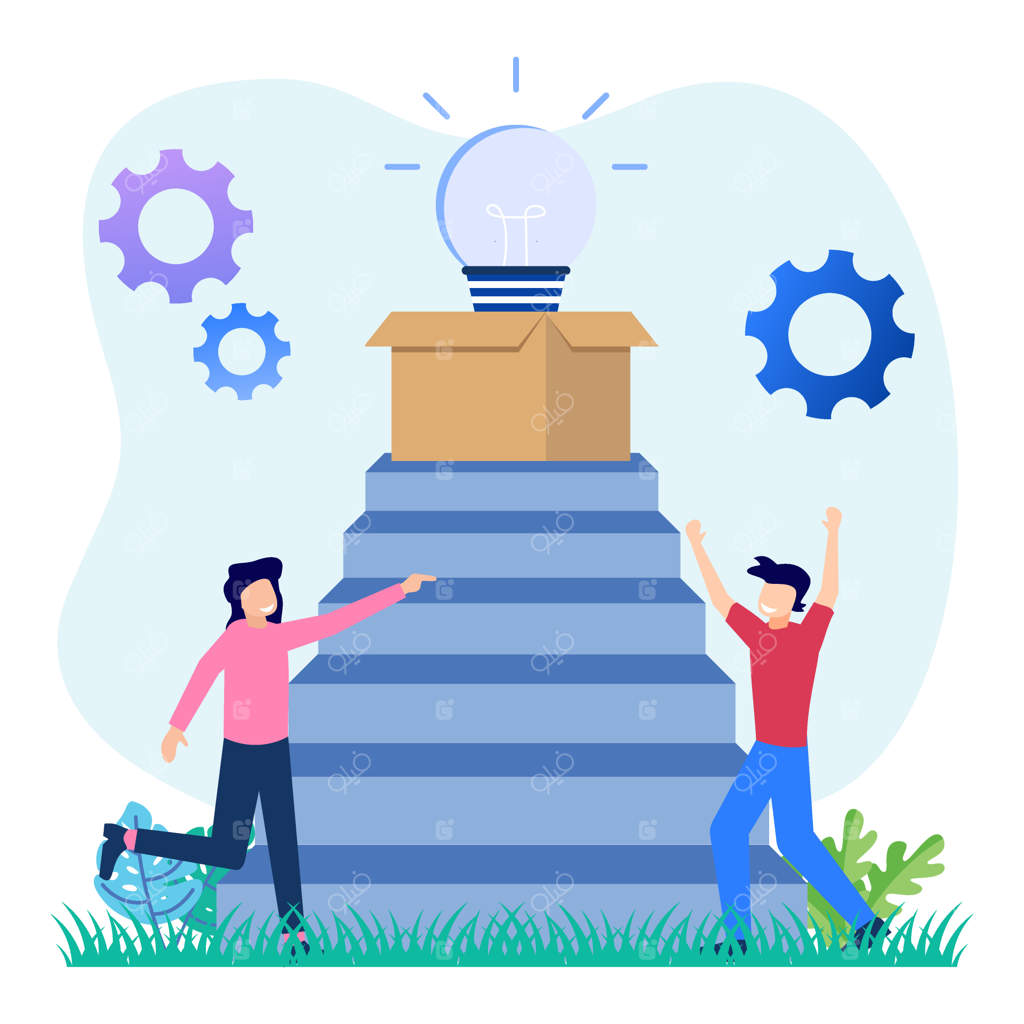 شخصیت کارتونی گرافیکی به عنوان نماد نوآوری و موفقیت جدید