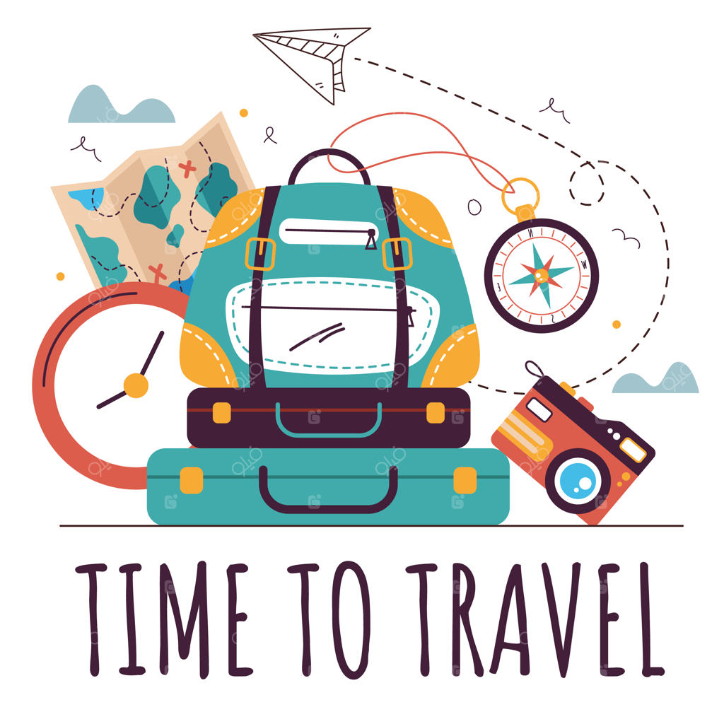 ماجراجویی و سفر: پوستر تعطیلات و مسافرت همراه با تایپوگرافی جذاب و بنر چمدان