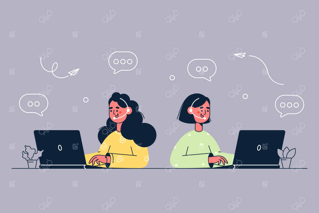 تصویرسازی از اپراتورها و کار در مرکز تماس