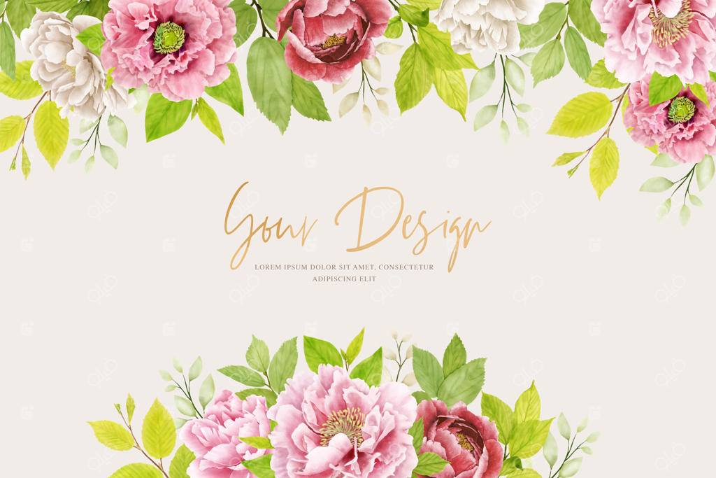 طرح قاب و حاشیه با تاج گل صدبرگ