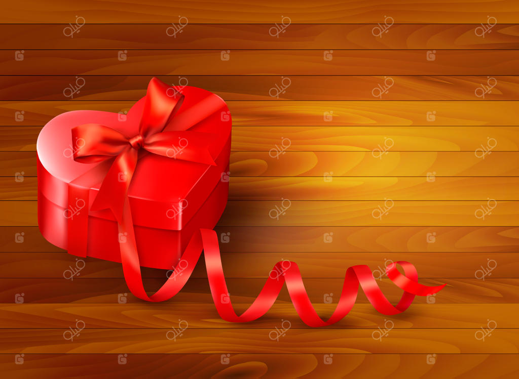 پس‌زمینه تعطیلات با جعبه هدیه قرمز و روبان قرمز