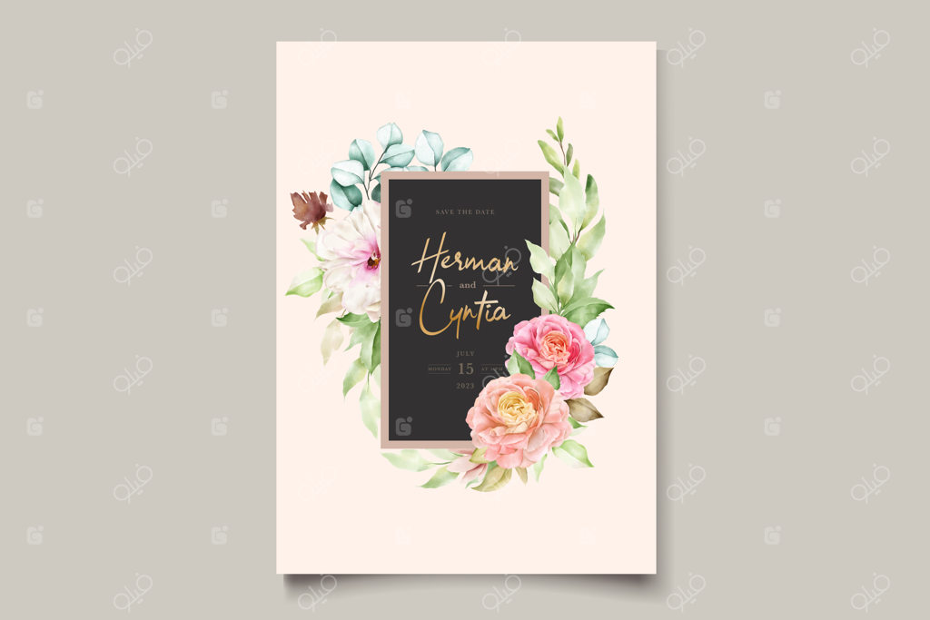مجموعه کارت دعوت عروسی گل‌دار شیک و رنگارنگ