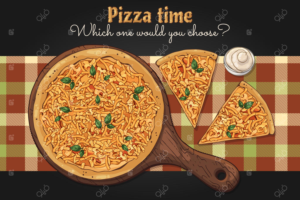 پیتزا روی تخته.