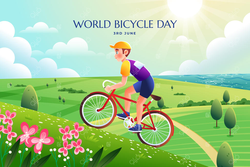 پس‌زمینه‌ای با گرادیانت برای روز جهانی دوچرخه