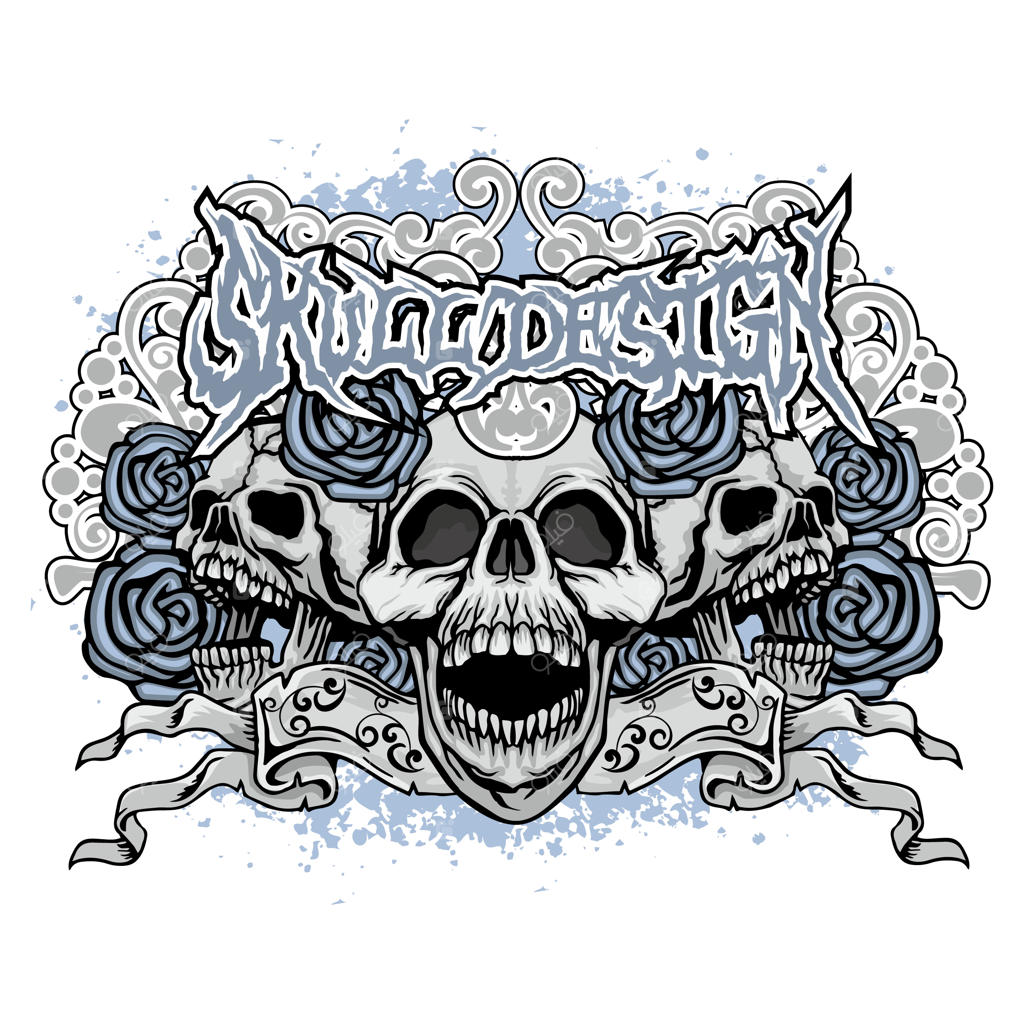 نشان گوتیک با جمجمه و بال، طرح تی‌شرت گرانج و وینتیج