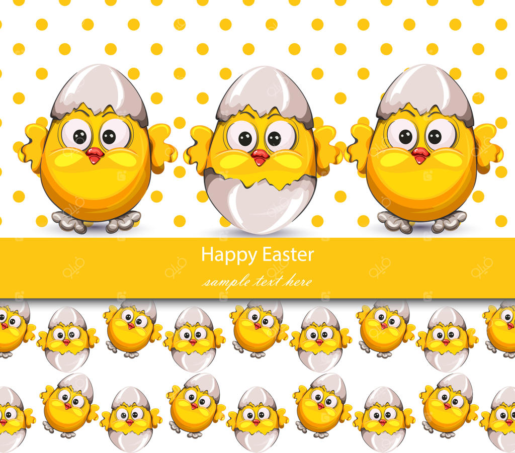 کارت عید پاک با تخم‌مرغ‌های شکسته